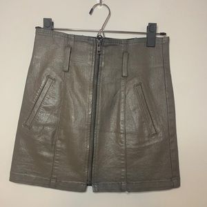 CARMAR Faux Leather Army Green Skirt W/ POCKETS